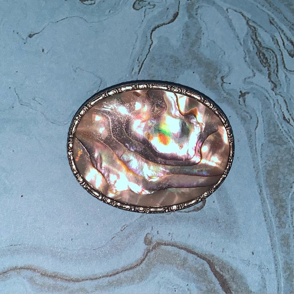 Vintage Mother of Pearl Abalone Round Brooch.